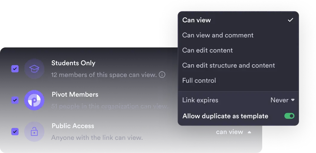 Course access and enrollment controls in Pivot