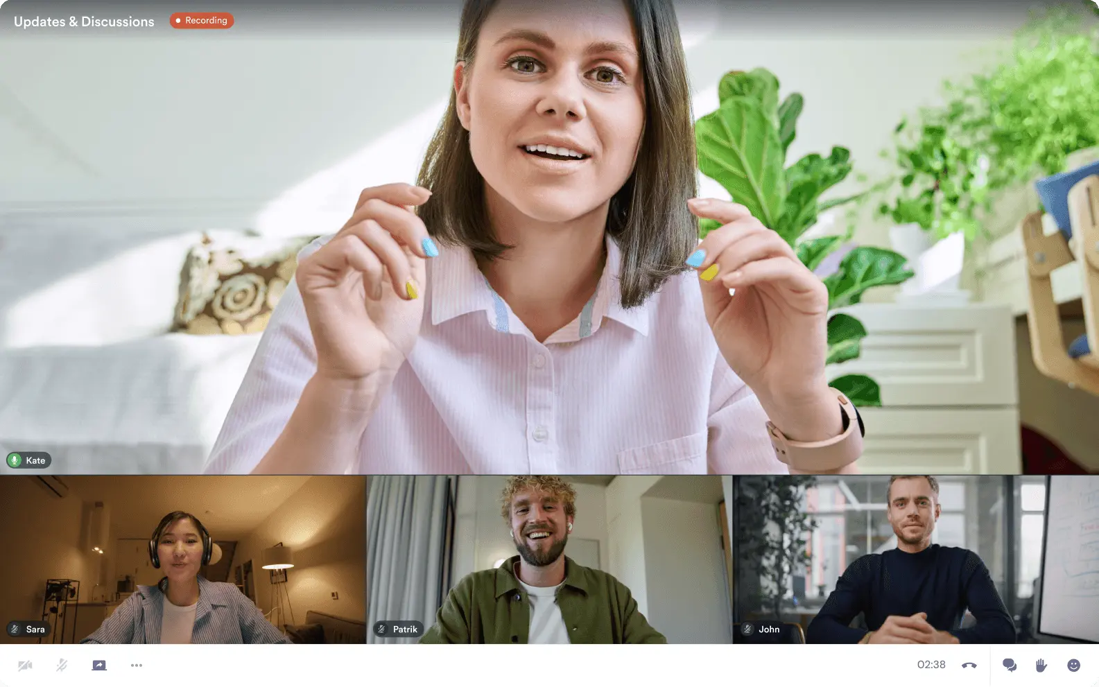 A recorded video call in the Updates & Discussions room
