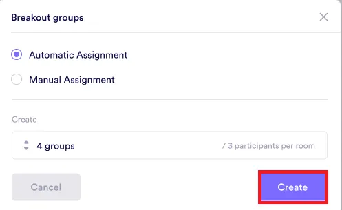 Breakout groups auto assign - Step 2