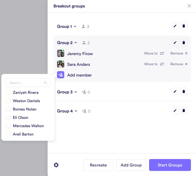 Breakout groups manual assign - Step 3