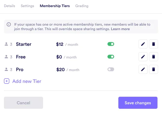 Creating a Tier Membership - Step 1