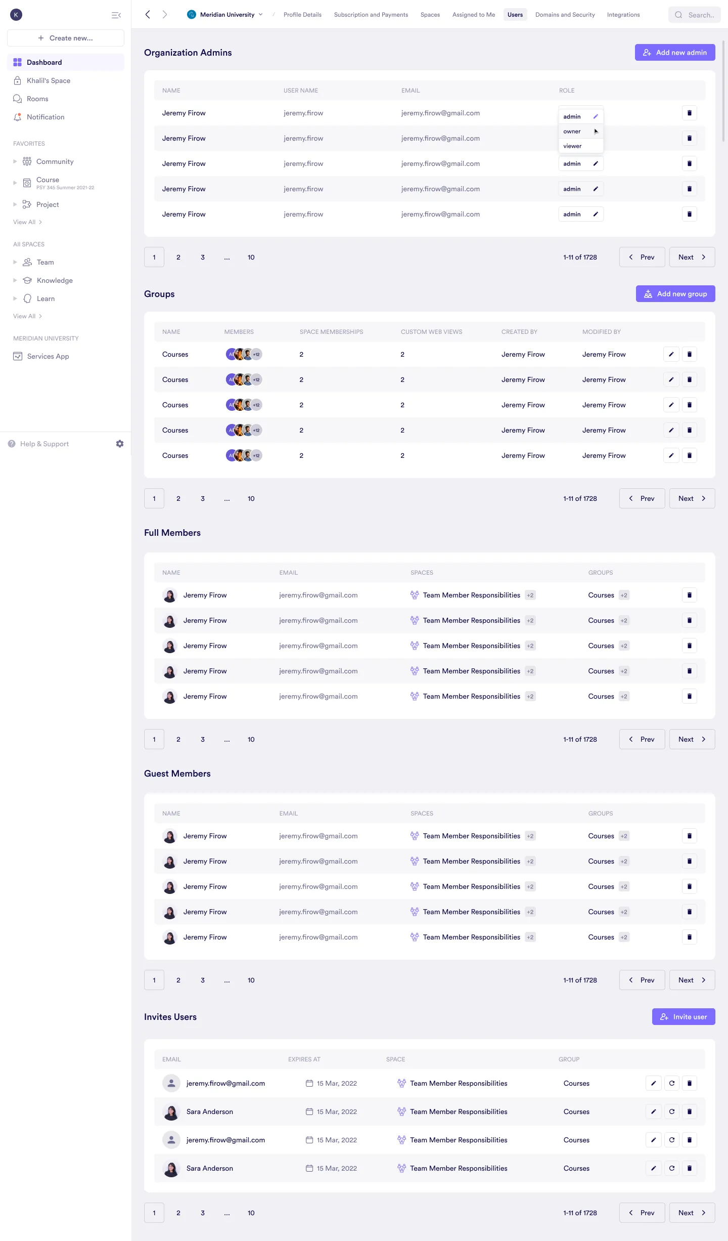 Users Tab