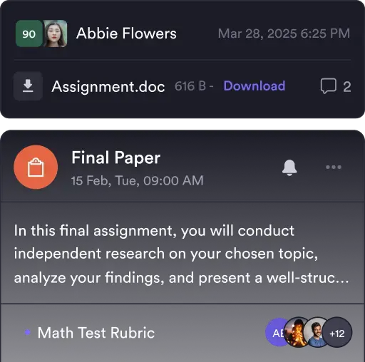Course materials with due dates and rubrics in Pivot.