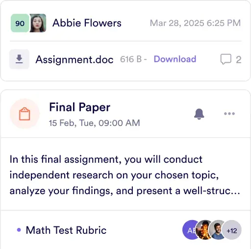 Course materials with due dates and rubrics in Pivot.
