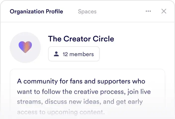 Organization profile for a creator community