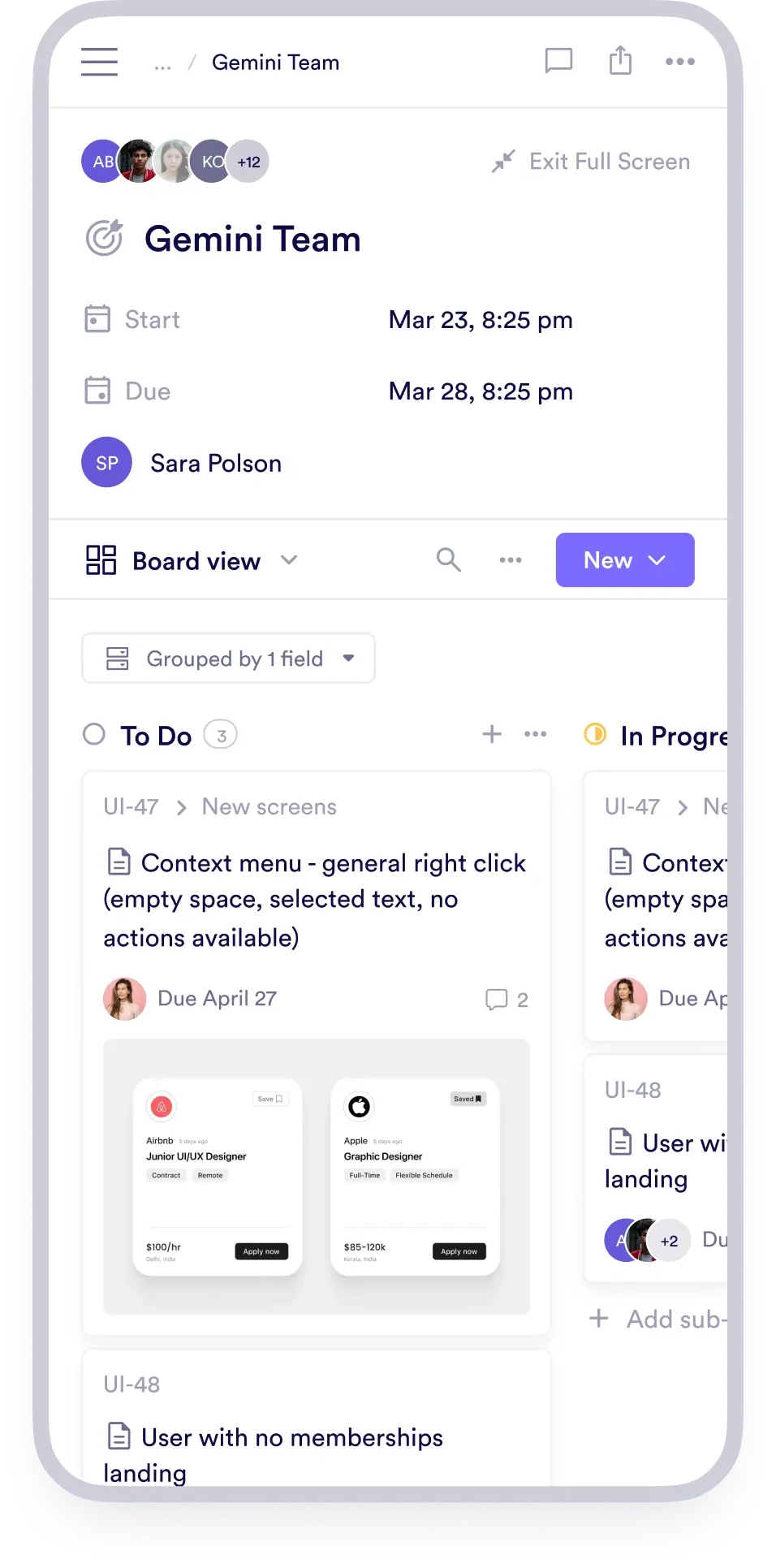 Pivot mobile board view