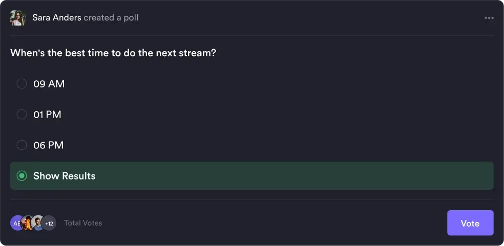 Poll in a creator community
