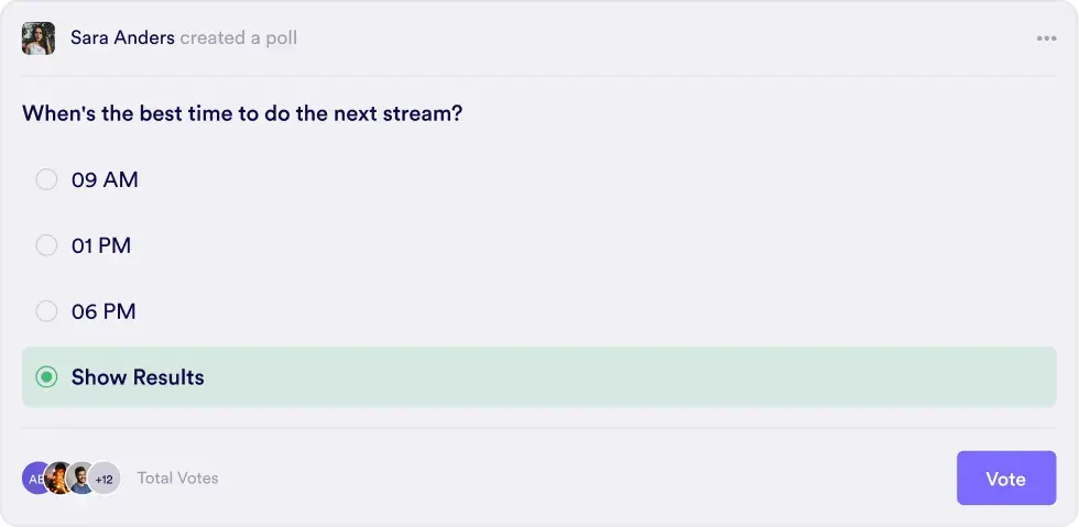 Poll in a creator community