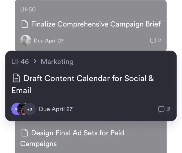 Screenshot of a project delivery space setup in Pivot, showing a kanban board with tasks, owners, and due dates.